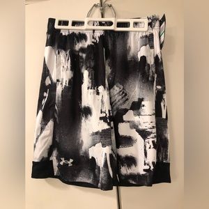 Boys' UA Velocity Printed Shorts Loose Black and White